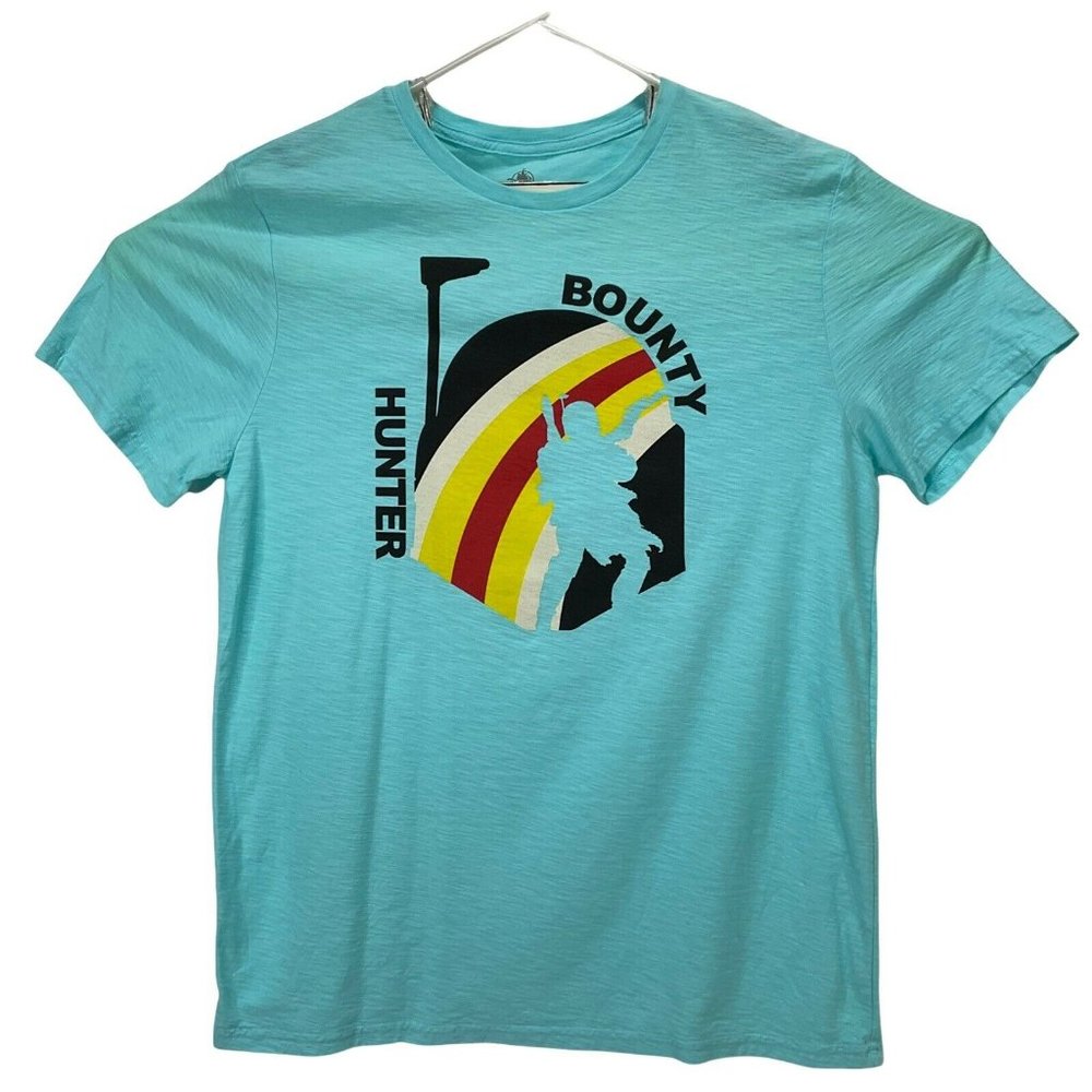 Star Wars T Shirt Mens Size Large Teal Mandalorian Bounty Hunter Super Soft Nwt